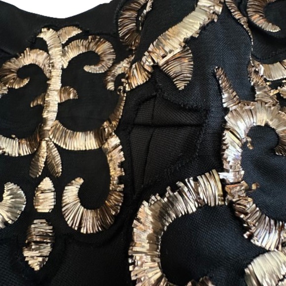 ABS Allen Schwartz Women's Sz. 2 Black & Gold Strapless Mini Prom/Cocktail Dress - Picture 6 of 16